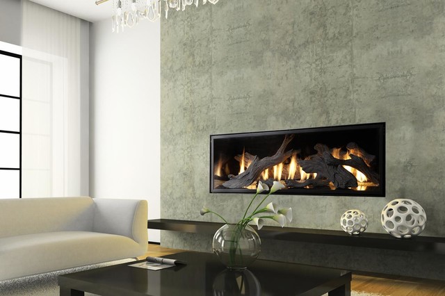 Modern Zero clearance direct vent linear fireplace